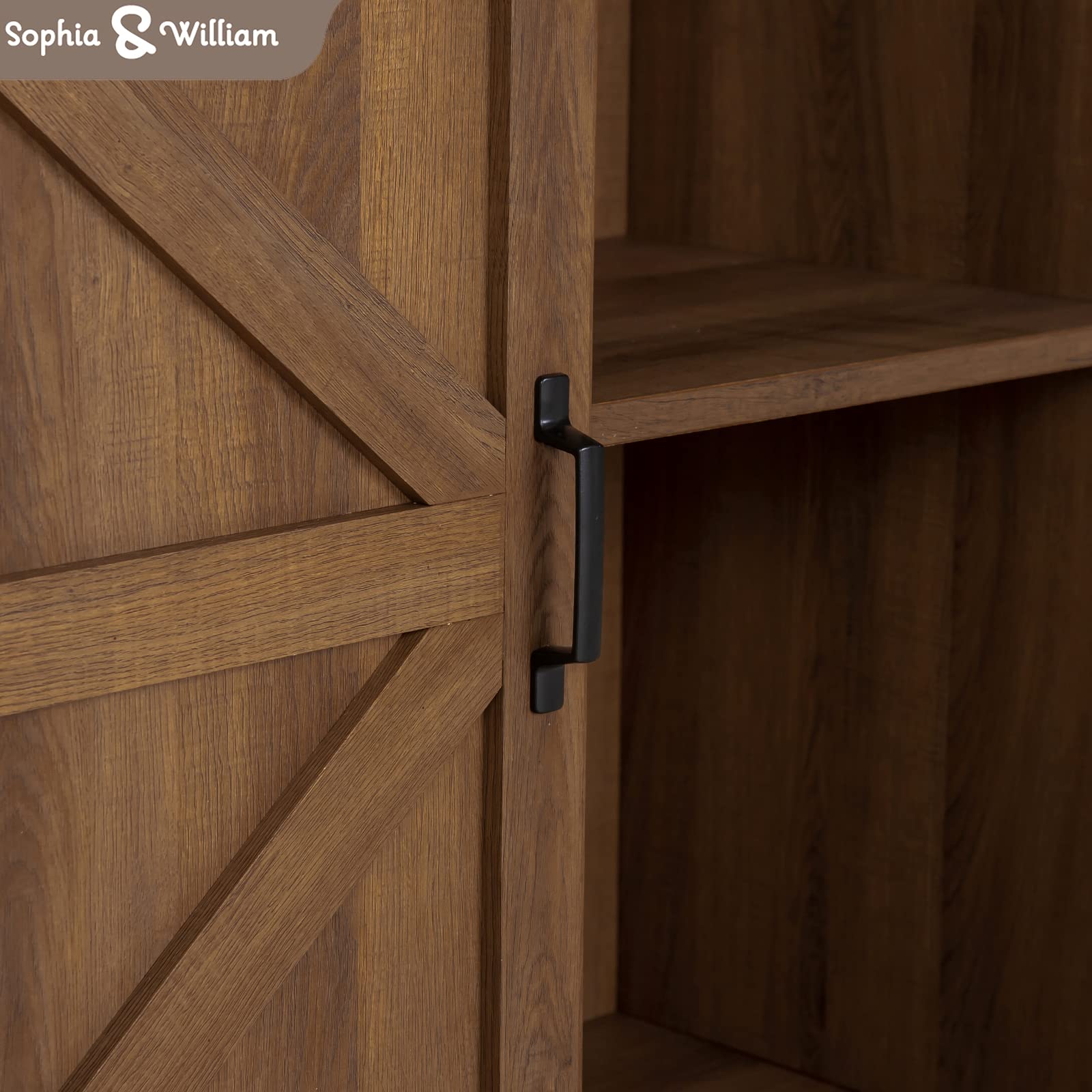 Sophia & William Farmhouse Coffee Bar Cabinet - Kitchen Buffet Storage with Sliding Barn Door - 31.9