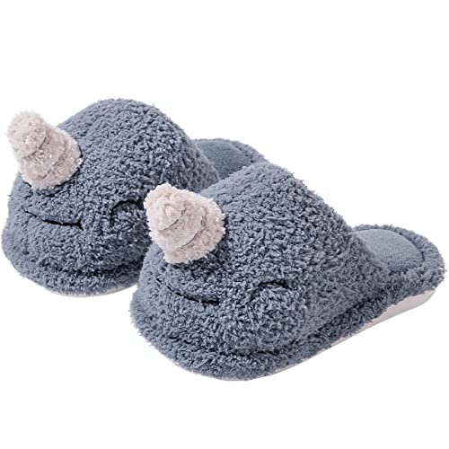**Warm Cartoon Narwhal Slippers for Girls - Cozy Winter Indoor House Shoes for Kids - Perfect for Home, Playtime & Relaxation**