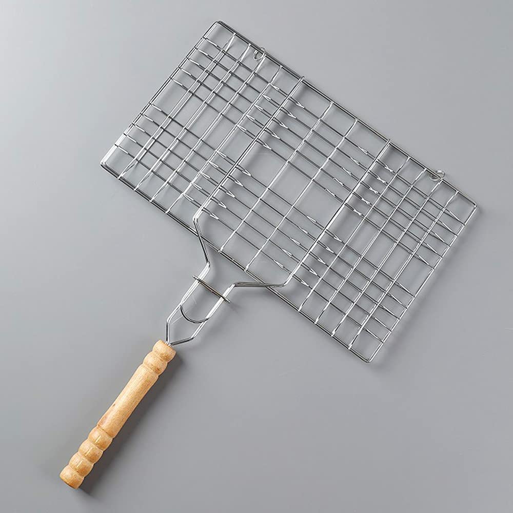 Stainless Steel Nonstick BBQ Grill Basket - Portable Grilling Mesh for Fish, Hamburger, Vegetables | Perfect for Camping, Picnics & Backyard Barbecues