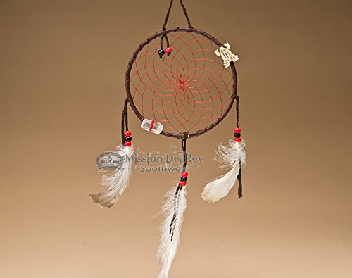Authentic Native American Dream Catcher 6 Inch - Handmade Red Wall Hanging for Home Decor, Bedroom, Nursery & Spiritual Protection