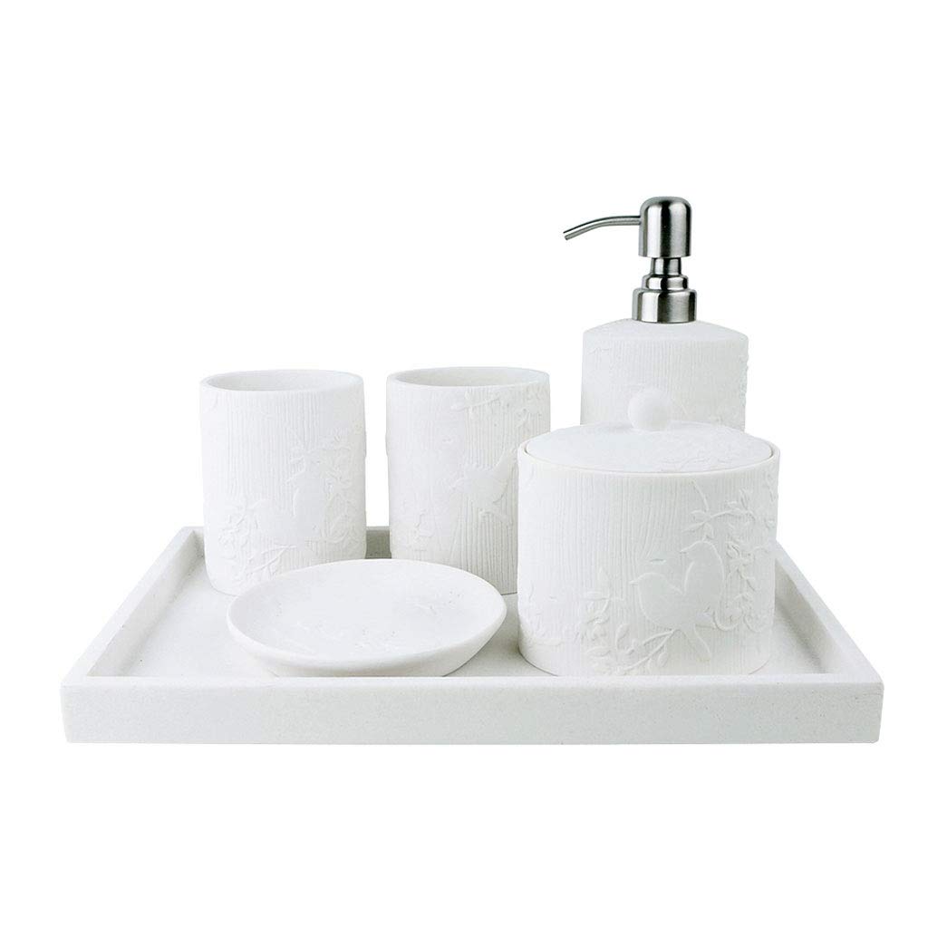 Premium Sandstone Soap Dispenser Set - 4-Piece Bathroom & Kitchen Sink Organizer for Hand Soap, Sanitizer, Shampoo & Shower Gel | Elegant Home Decor for Modern Women | Perfect for Guest Bathrooms, Spa Days & Luxury Home Styling