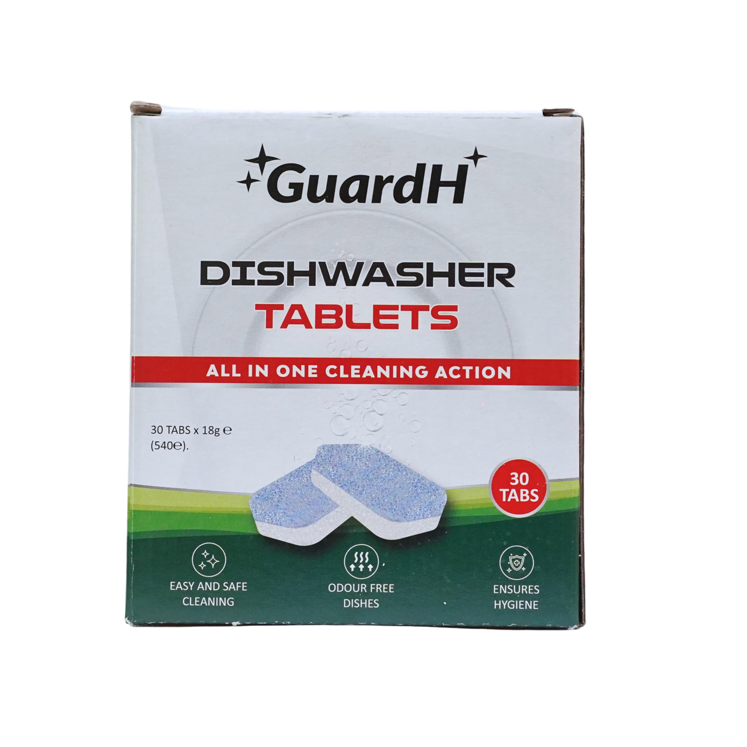 GuardH Dishwasher Detergent Tablets - 30 Count, Powerful Cleaning for Sparkling Dishes | Ideal for Daily Dishwashing, Pots, Pans & Glassware