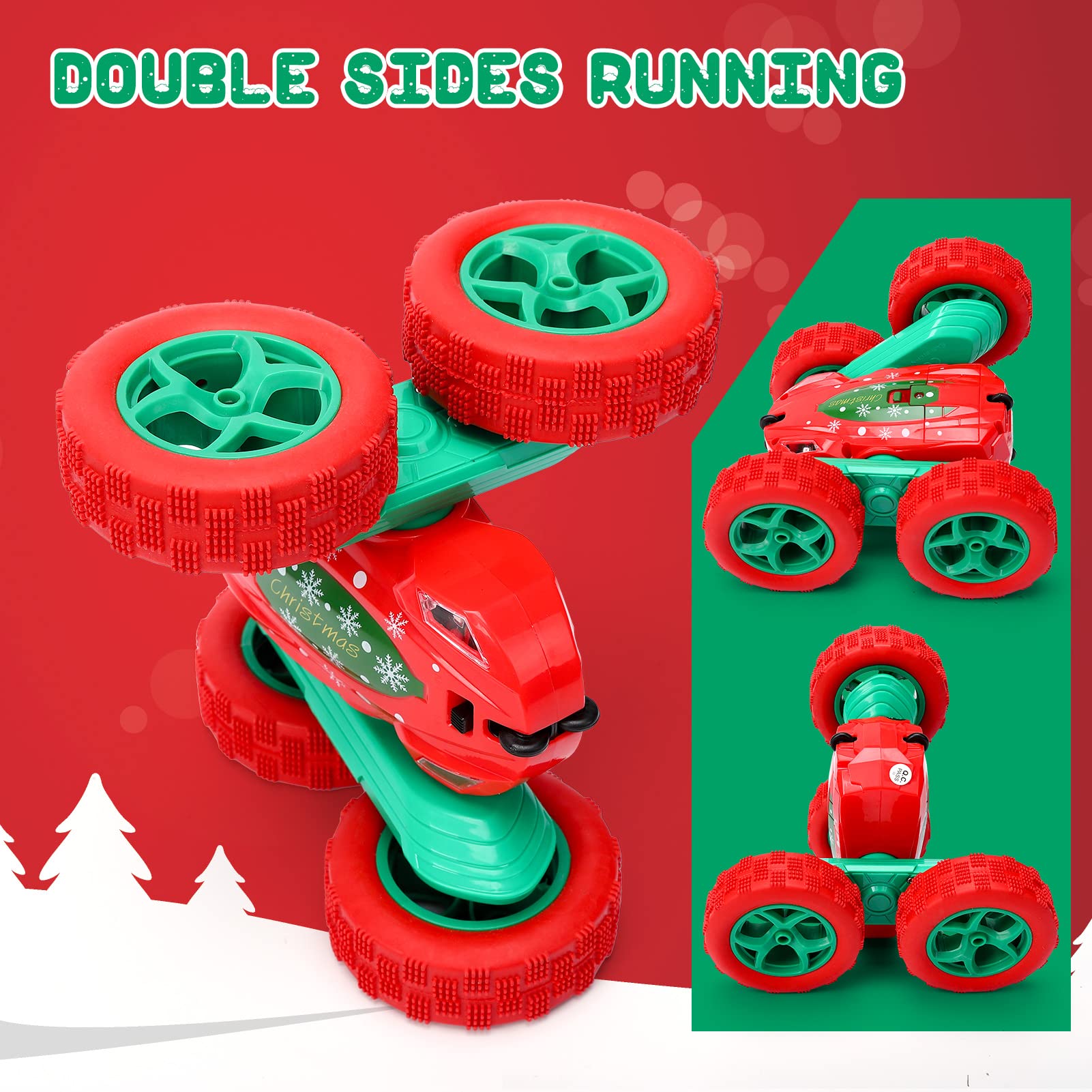 GARVEE 2-Pack Remote Control Stunt Cars for Kids - 2.4Ghz High-Speed RC Rock Crawler, 360° Rotating 4WD Off-Road Vehicle with Double-Sided Flips & 4 Rechargeable Batteries - Perfect for Indoor/Outdoor Play, Birthday Gifts and RC Racing Fun