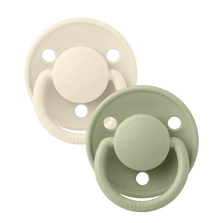 BIBS Round De Lux Silicone Pacifiers 2-Pack for Babies 0-3 Years | Soft Orthodontic Soothers for Newborns & Toddlers | Perfect for Daycare, Travel & Sleep Comfort