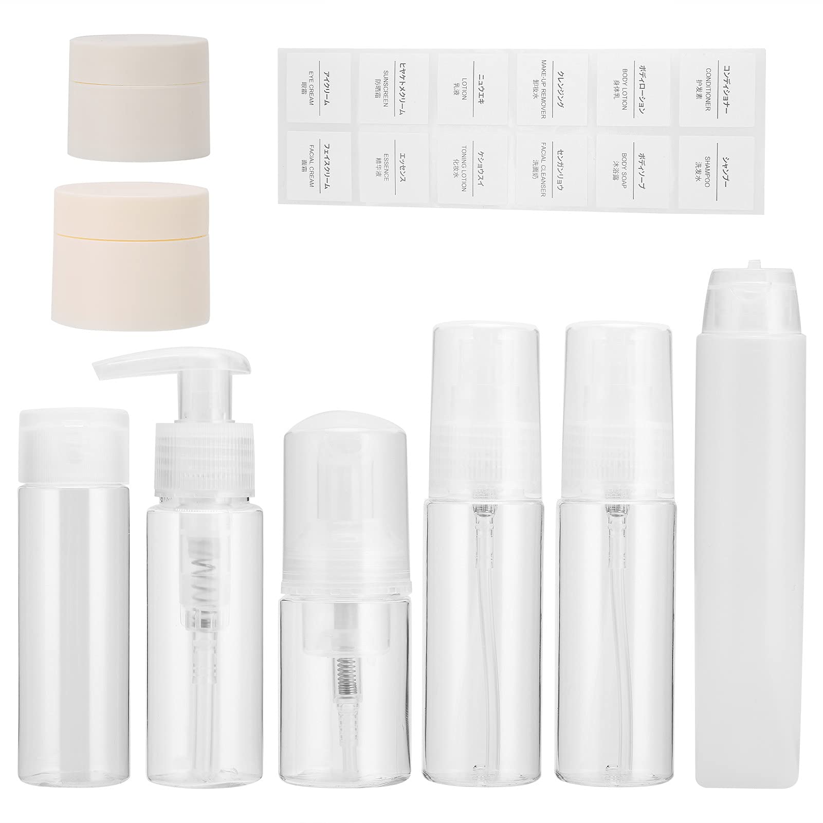 EXCLUZO 8-Piece Travel Bottle Set - Leak-Proof Refillable Clear Plastic Toiletry Containers for Shampoo, Lotion & Cosmetics | TSA Approved for Airplane Carry-On & Vacation Essentials