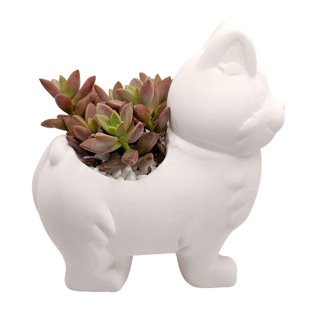 Handmade DIY Ceramic Puppy Planter - Cute White Succulent Pot with Little Dog Design | Perfect for Home Decor, Office Desk, and Gift Ideas (Pattern 3)