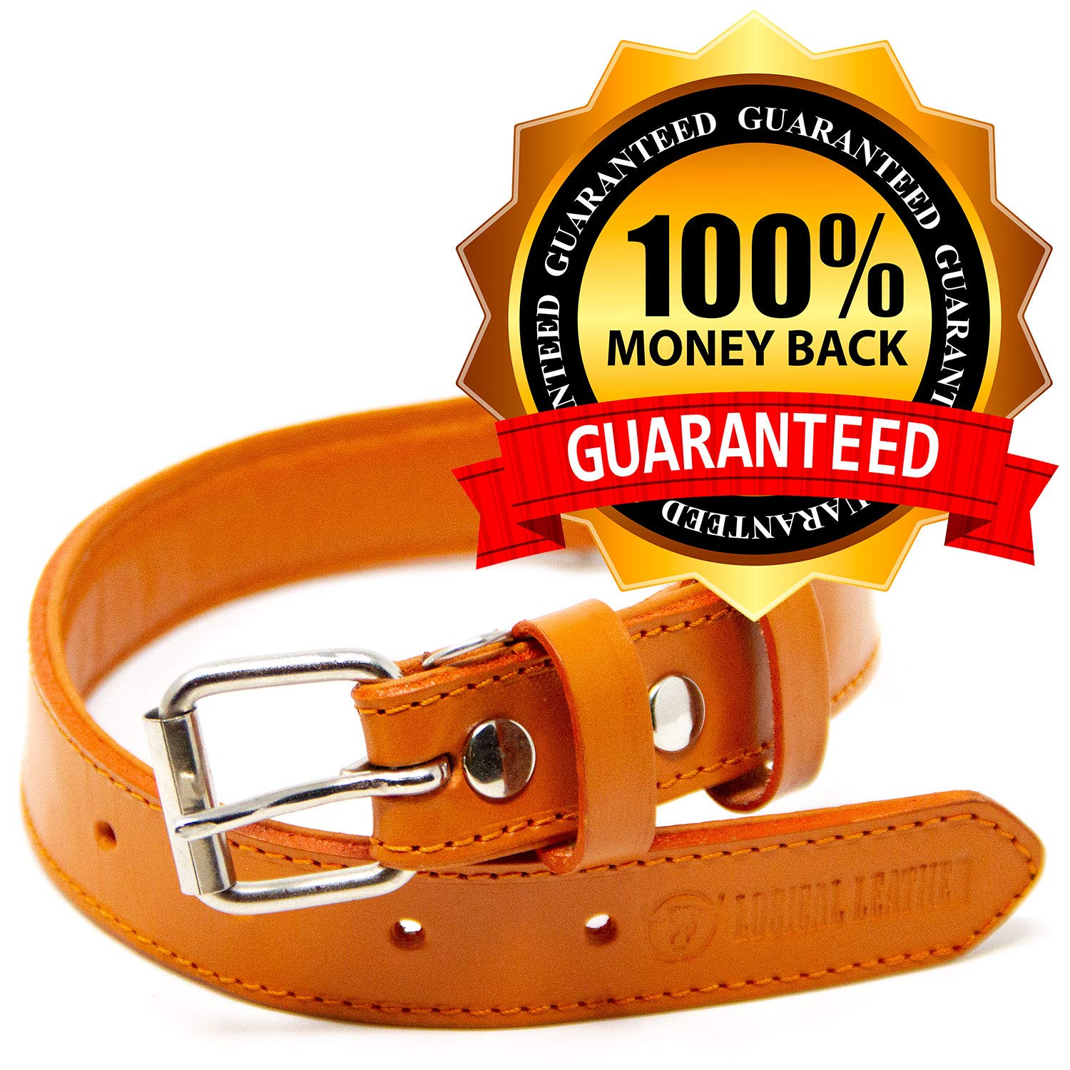 Premium Full Grain Leather Dog Collar - Padded Comfort for Medium Dogs, Adjustable & Durable (Orange, Medium) | Perfect for Walks, Training & Everyday Use