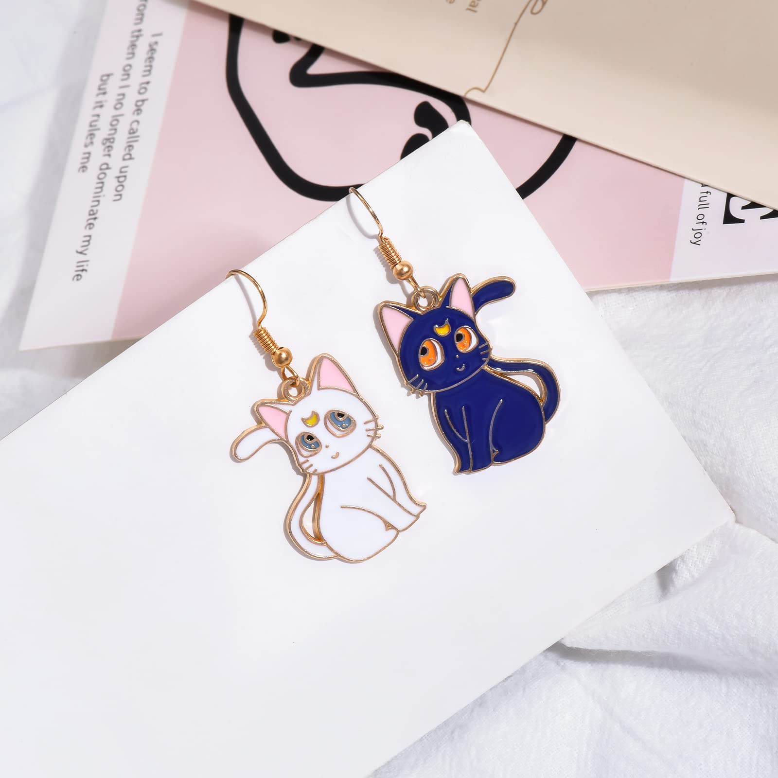Stylish White and Black Cat Dangle Earrings for Women | Fashion Jewelry Gift for Cat Lovers | Perfect for Parties, Date Nights & Everyday Wear