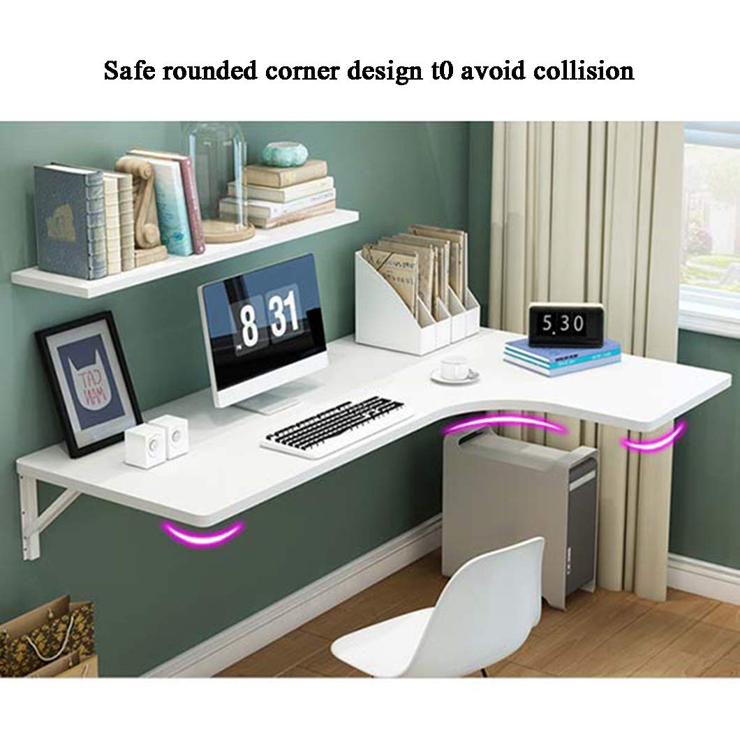 SYTH Folding Wall-Mounted Drop-Leaf Table - Space Saving Hanging Dining Corner Desk, Foldable Computer & Laptop Workstation for Small Spaces - Perfect for Study, Bedroom, Bathroom, Kitchen & RV Use