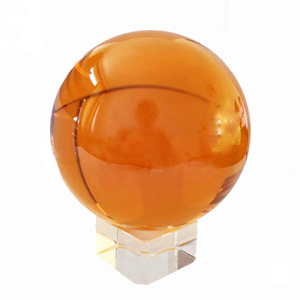 50mm/60mm/70mm/80mm/100mm Amber K9 Crystal Meditation Ball - Premium Glass Sphere for Home Decor, Yoga & Spiritual Healing (80mm with Stand)