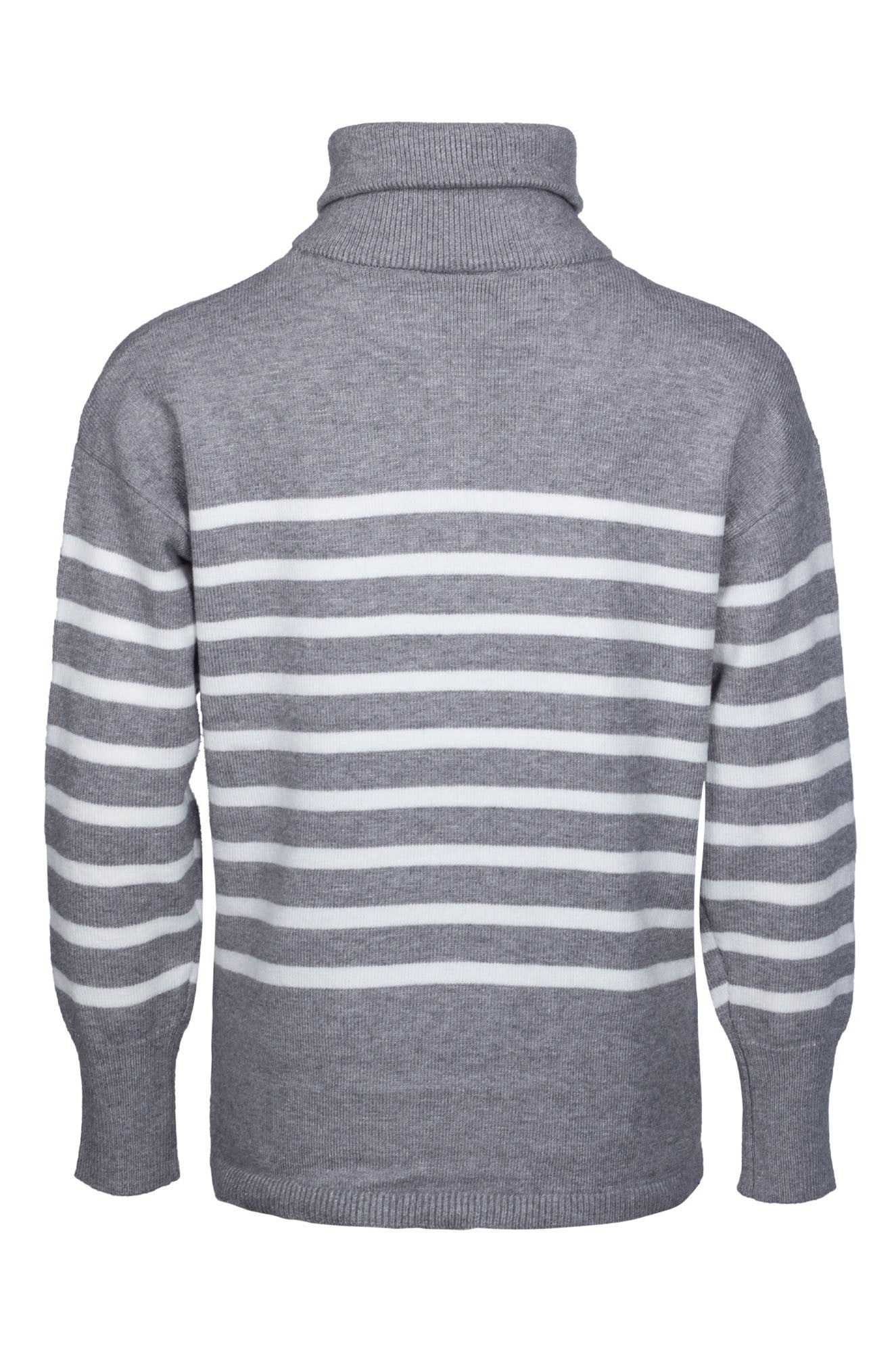 Silver Marle & Ivory Stripe Knit Jumper Sweater | Women's Casual Pullover | Perfect for Fall & Winter Layering | Office Wear & Weekend Outfits