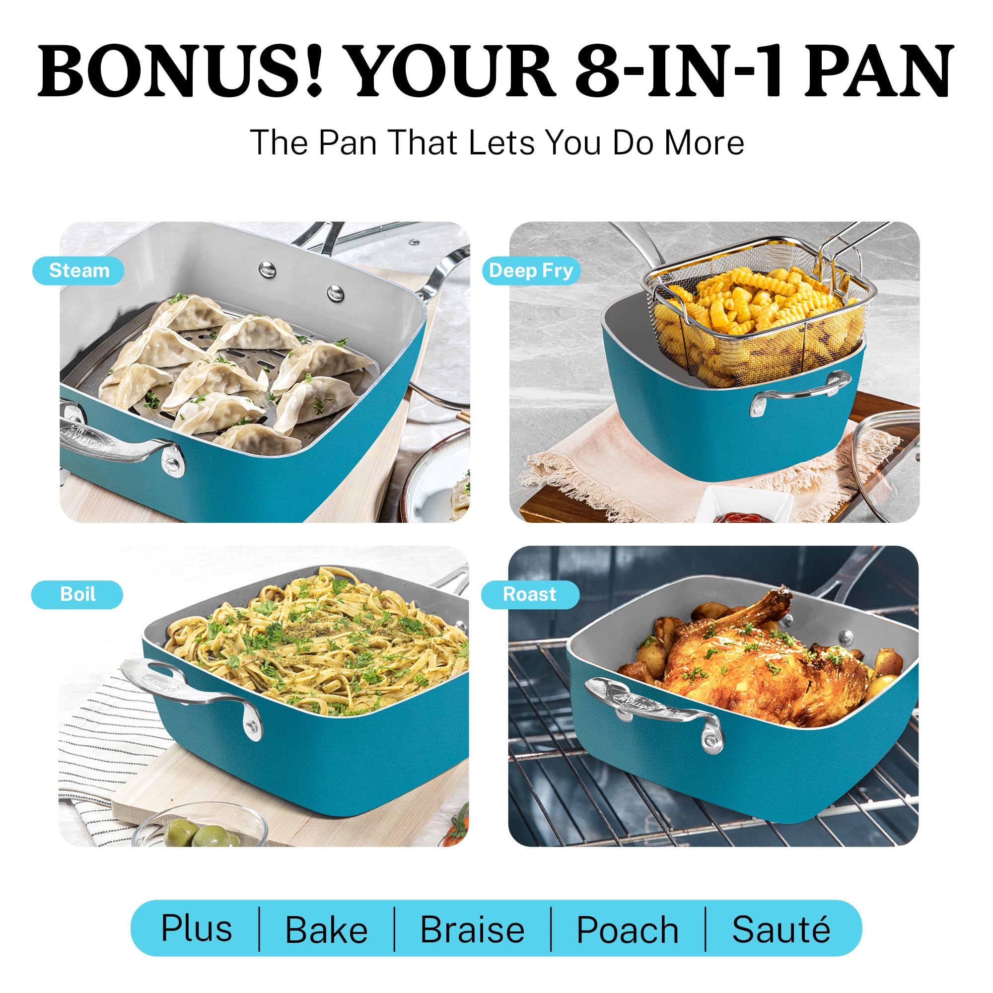 Gotham Steel 20-Piece Nonstick Ceramic Cookware Set - Pots & Pans with Stay-Cool Handles, Dishwasher Safe, Aqua Blue - Perfect for Home Cooking, Baking & Family Meals