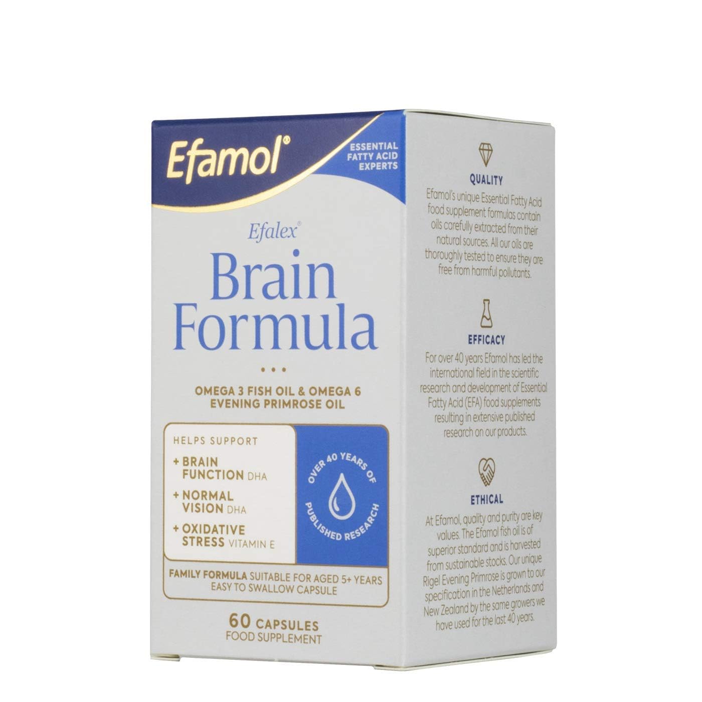 Efamol Efalex Brain Formula 120 Capsules - Premium Omega-3 & DHA Supplement for Memory, Focus & Cognitive Support - Perfect for Students, Professionals & Seniors