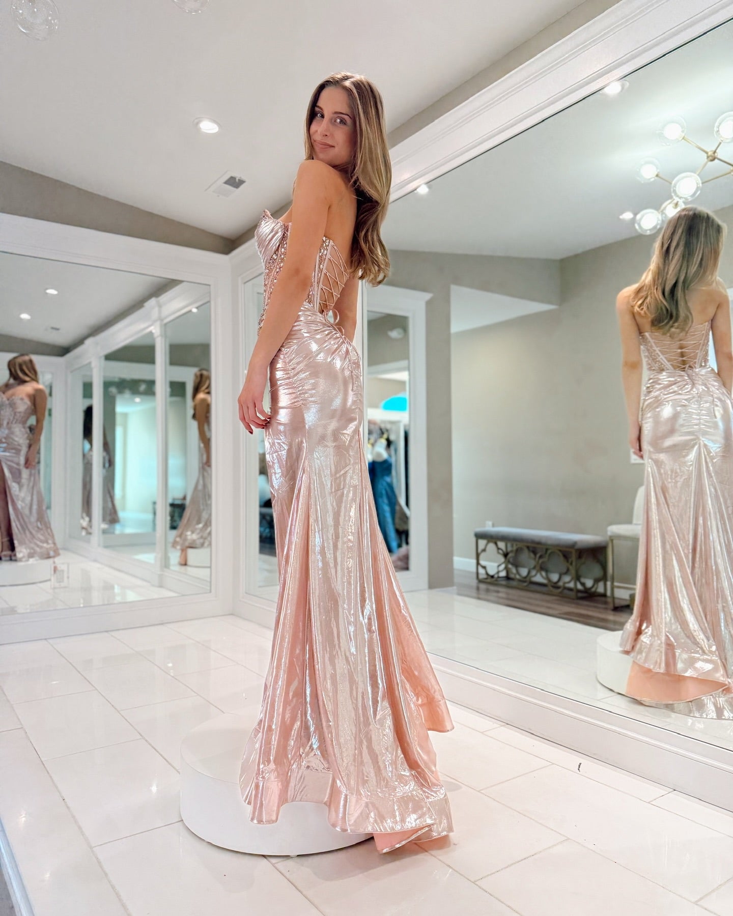 Elegant Mermaid Pink Beaded Prom Dress with High Slit - Formal Evening Gown J6891 for Homecoming, Prom Night & Special Occasions