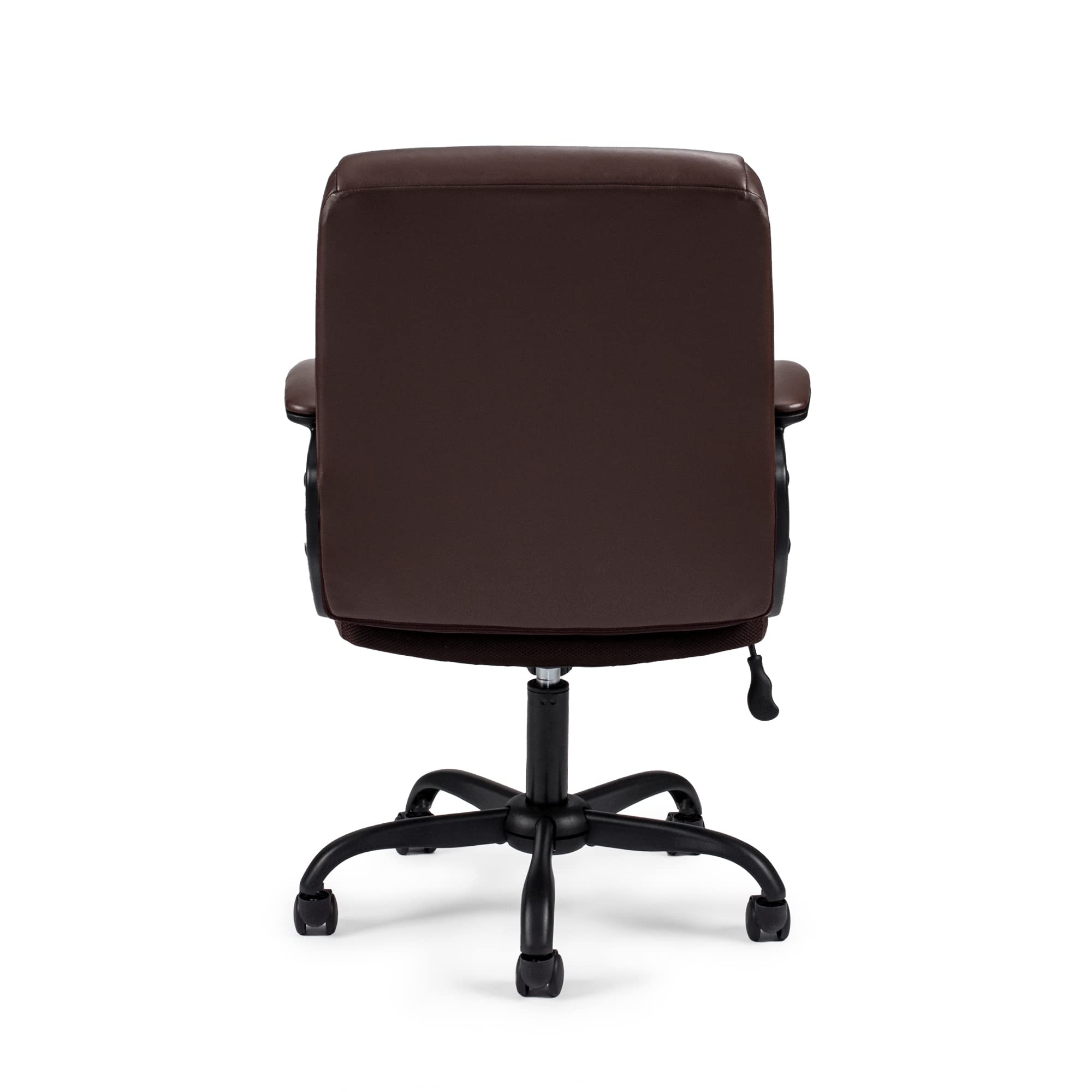 Poundex Lux Office Chair - Ergonomic Executive Desk Chair with Adjustable Height & Lumbar Support, Brown - Perfect for Home Office, Gaming & Workspace