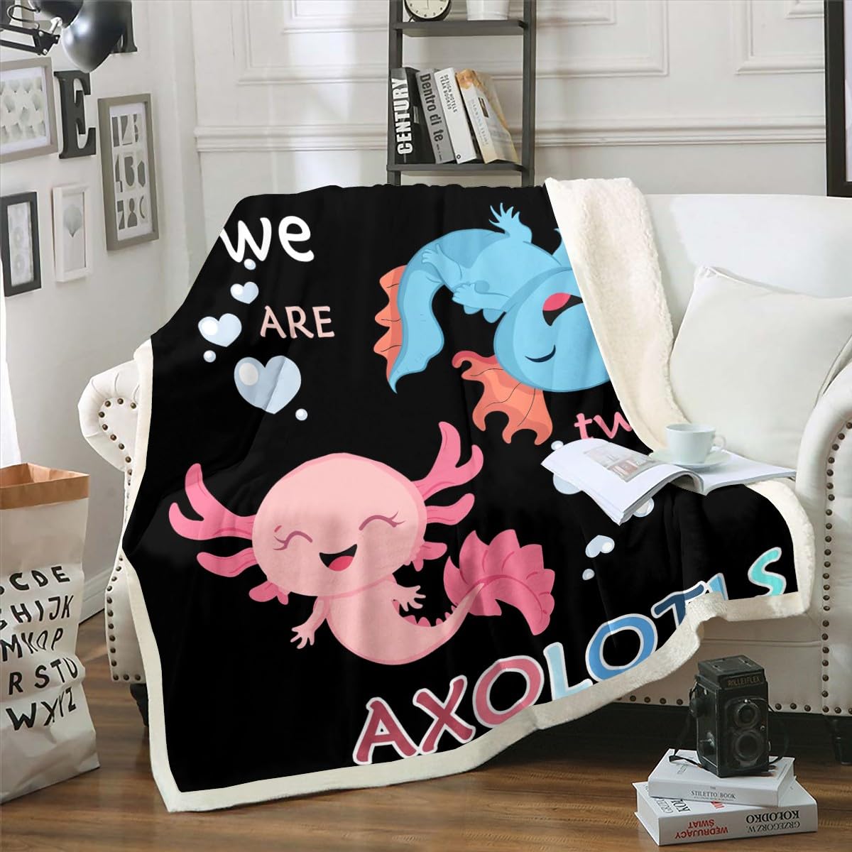 Erosebridal Axolotl Blanket - Soft Kawaii Plush Fleece Throw Blanket for Kids, Boys & Girls (90
