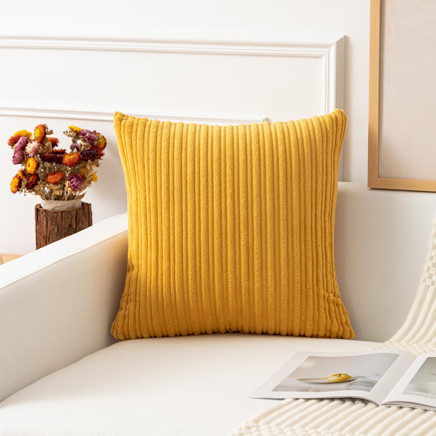 Kevin Velvet Pillow Covers Set of 2 - Striped Floor Cushions 22x22