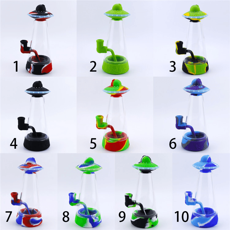 Premium UFO Silicone Glass Space Bong - Portable & Lightweight Water Pipe for Smooth Smoking - Perfect for Travel, Camping, and Home Use
