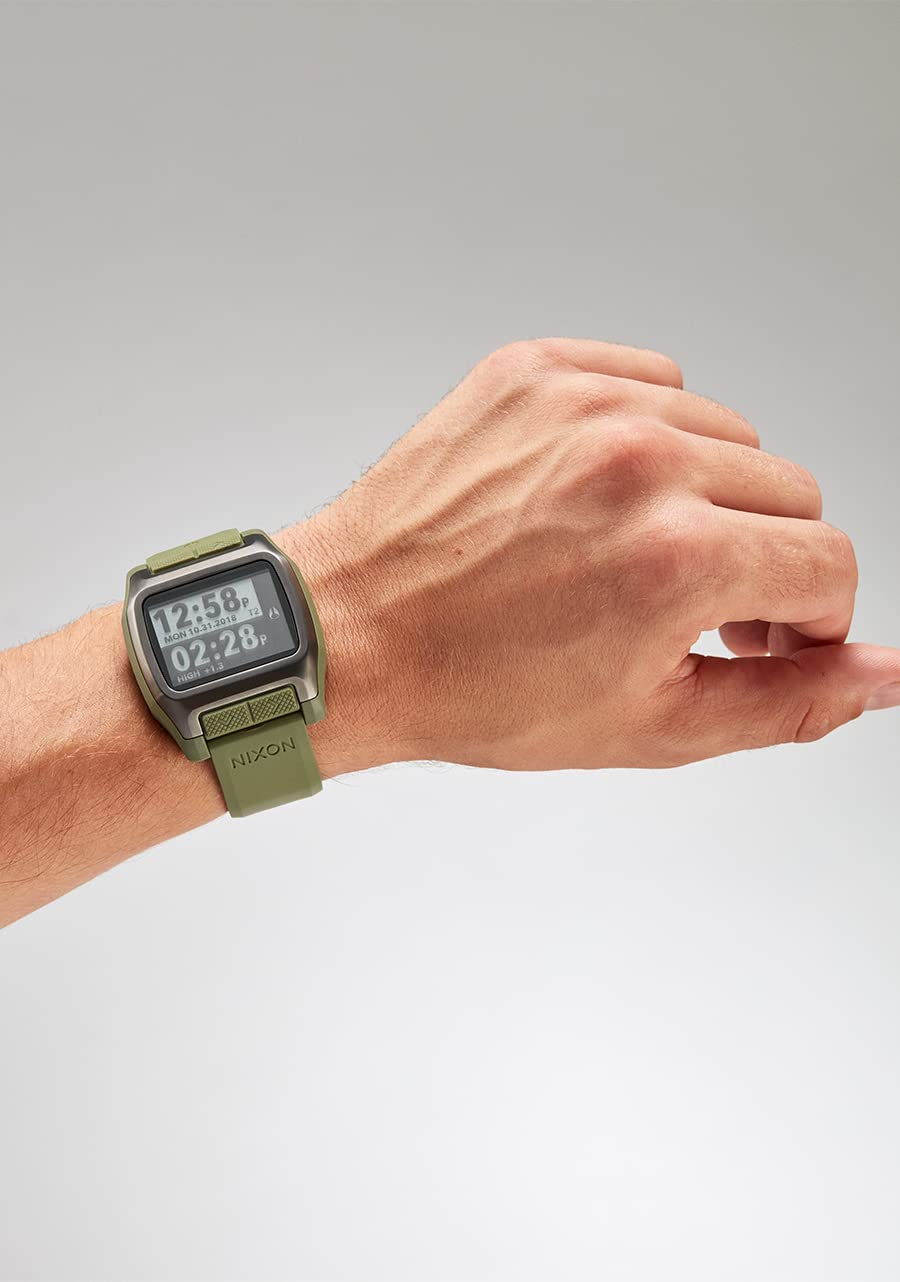 NIXON High Tide A1308 Digital Watch for Men & Women - Waterproof 100M Surf, Dive, Fishing Sports Watch - Adjustable 44mm Face & 23mm PU Strap - Perfect for Beach, Swimming & Outdoor Adventures
