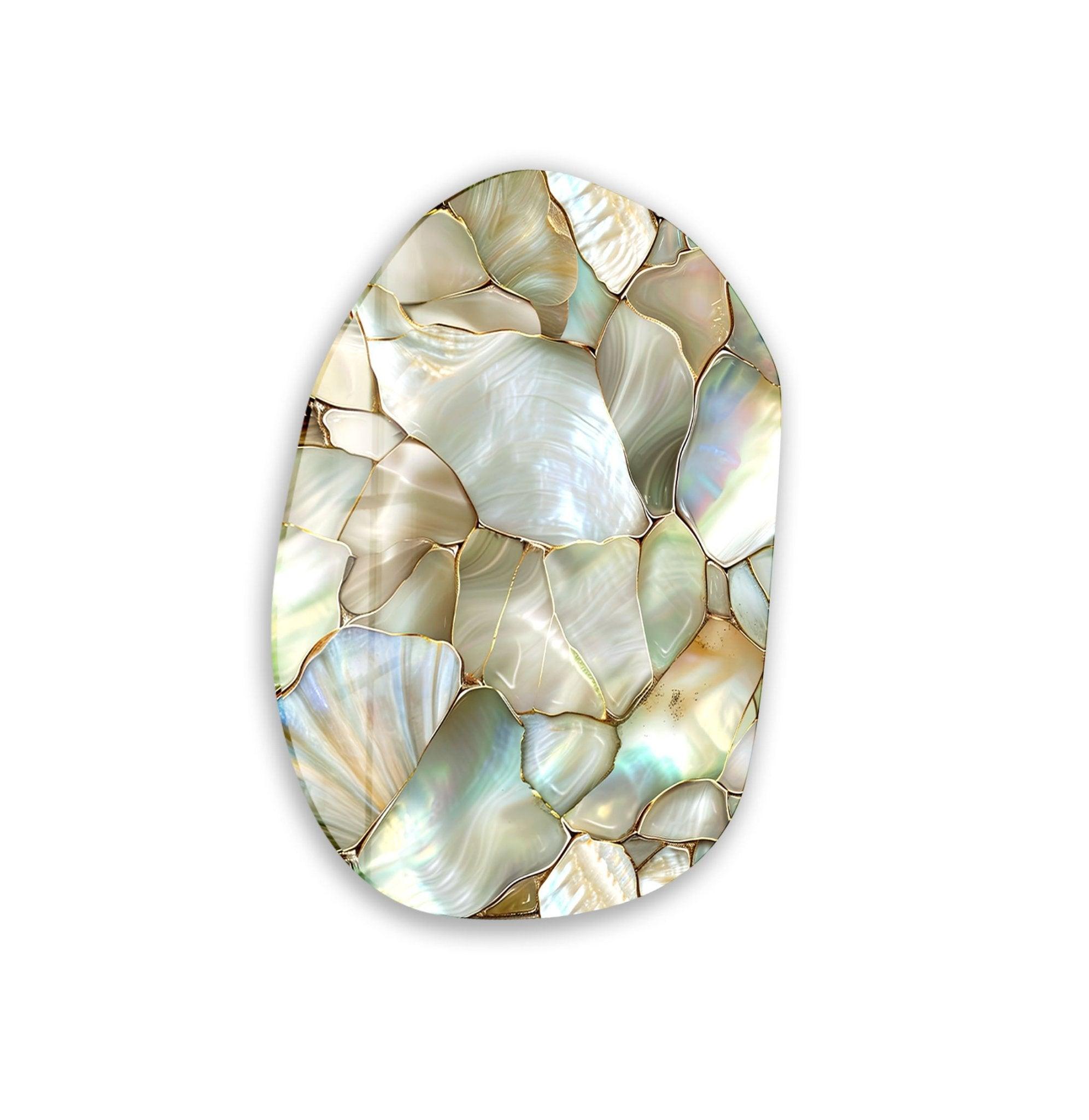 Abstract Pearlescent Decorative Glass Wall Art - Modern Iridescent Home Decor for Living Room, Bedroom & Office - Elegant Handmade Wall Sculpture for Contemporary Interior Design