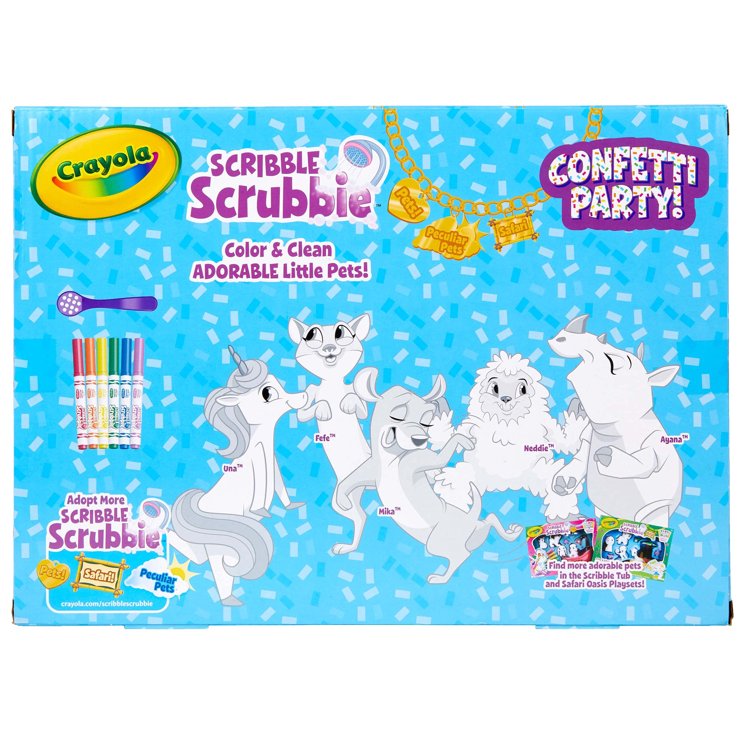 Crayola Scribble Scrubbie Toy Pet Playset - Confetti Party Pack, Washable Coloring Toy for Kids Ages 3-7 | Perfect Birthday Gift & Creative Play for Toddlers & Preschoolers