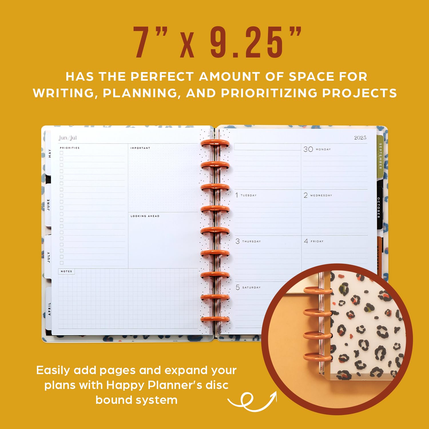 Happy Planner Disc-Bound 2025 Daily Weekly Monthly Planner - Classic Size 7