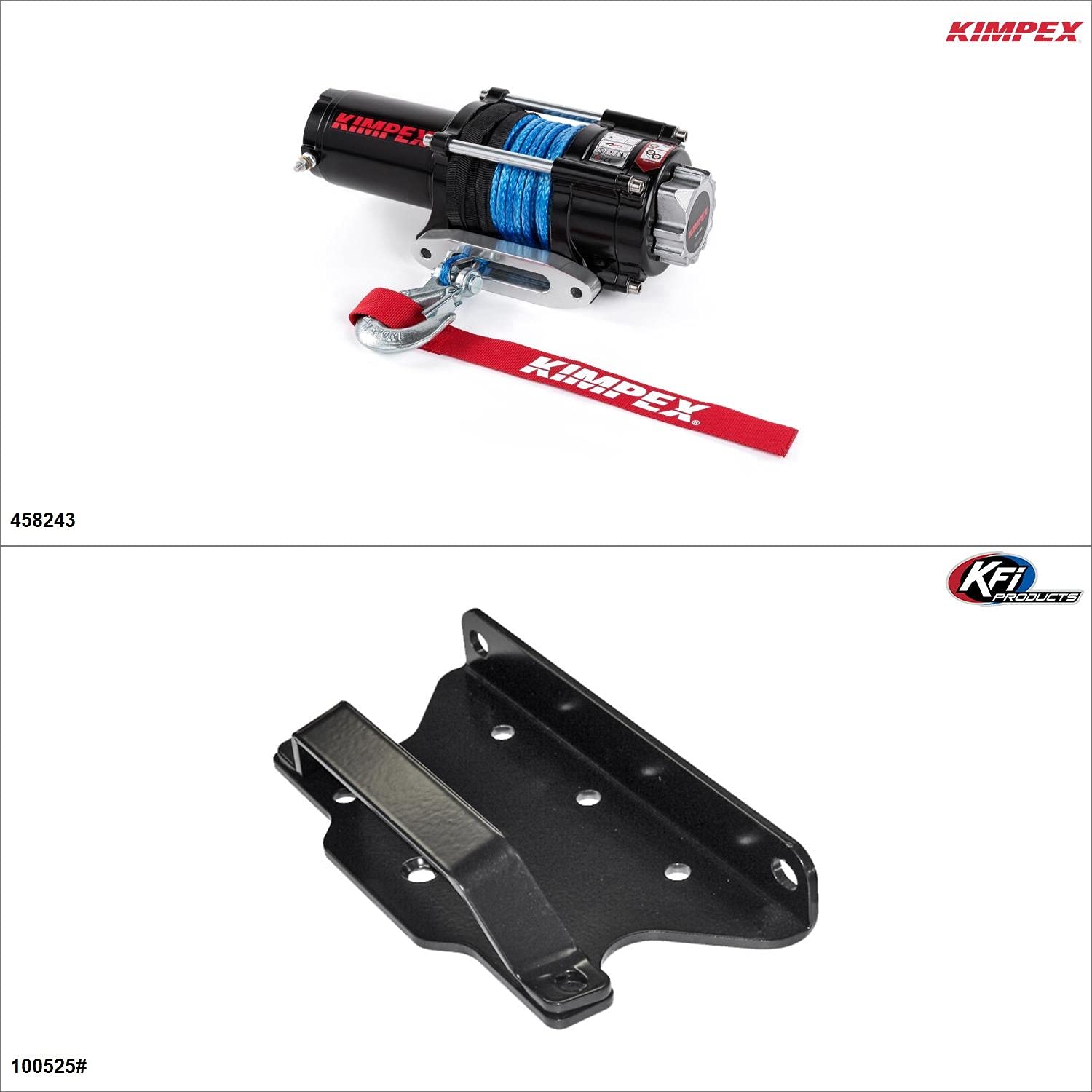 Kimpex 2500 lb Winch Kit with Synthetic Rope - Compatible with Bombardier Outlander Max 800 2006 ATV - Perfect for Off-Road Recovery, Hunting & Heavy-Duty Towing