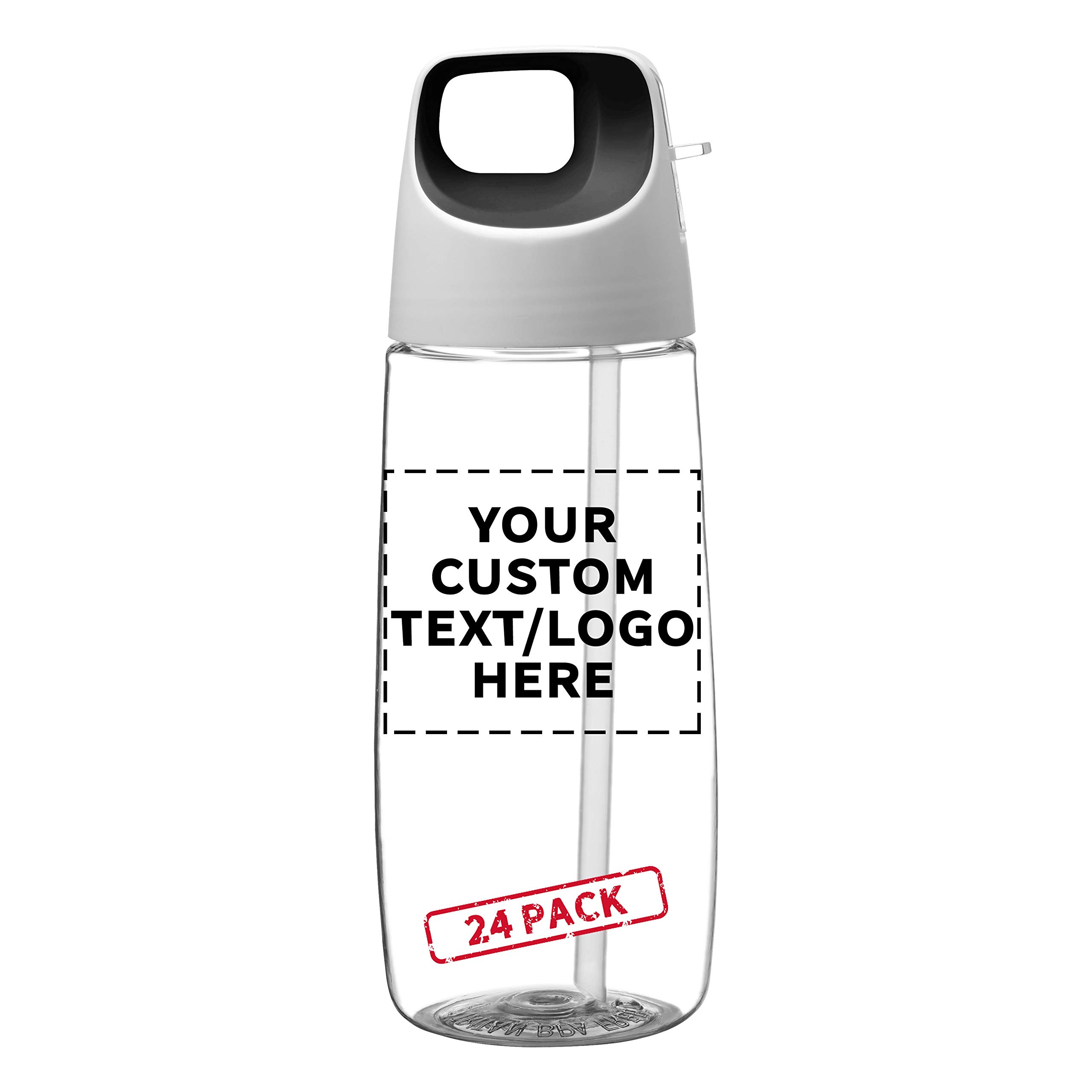 24 Pack 27oz Tritan Plastic Water Bottles with Straw - Customizable Text & Logo - BPA Free, Leak Proof - Perfect for Gym, School, Office & Outdoor Activities
