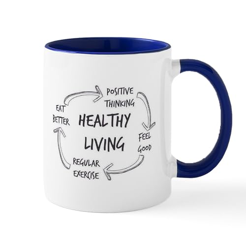 White/Navy Inside - Healthy Living Mugs