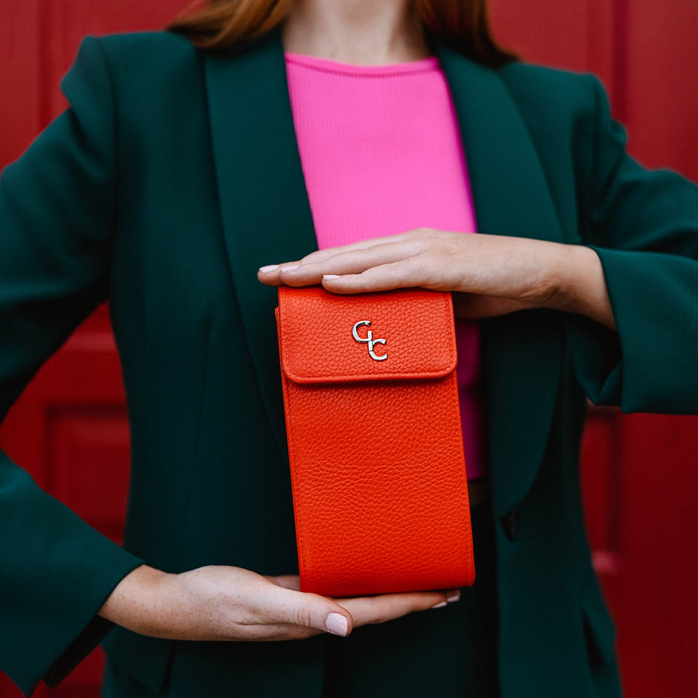 Galway Crystal Fashion Mini Crossbody Bag in Tangerine Orange - Stylish & Compact Purse for Women, Perfect for Everyday Use, Travel, and Parties