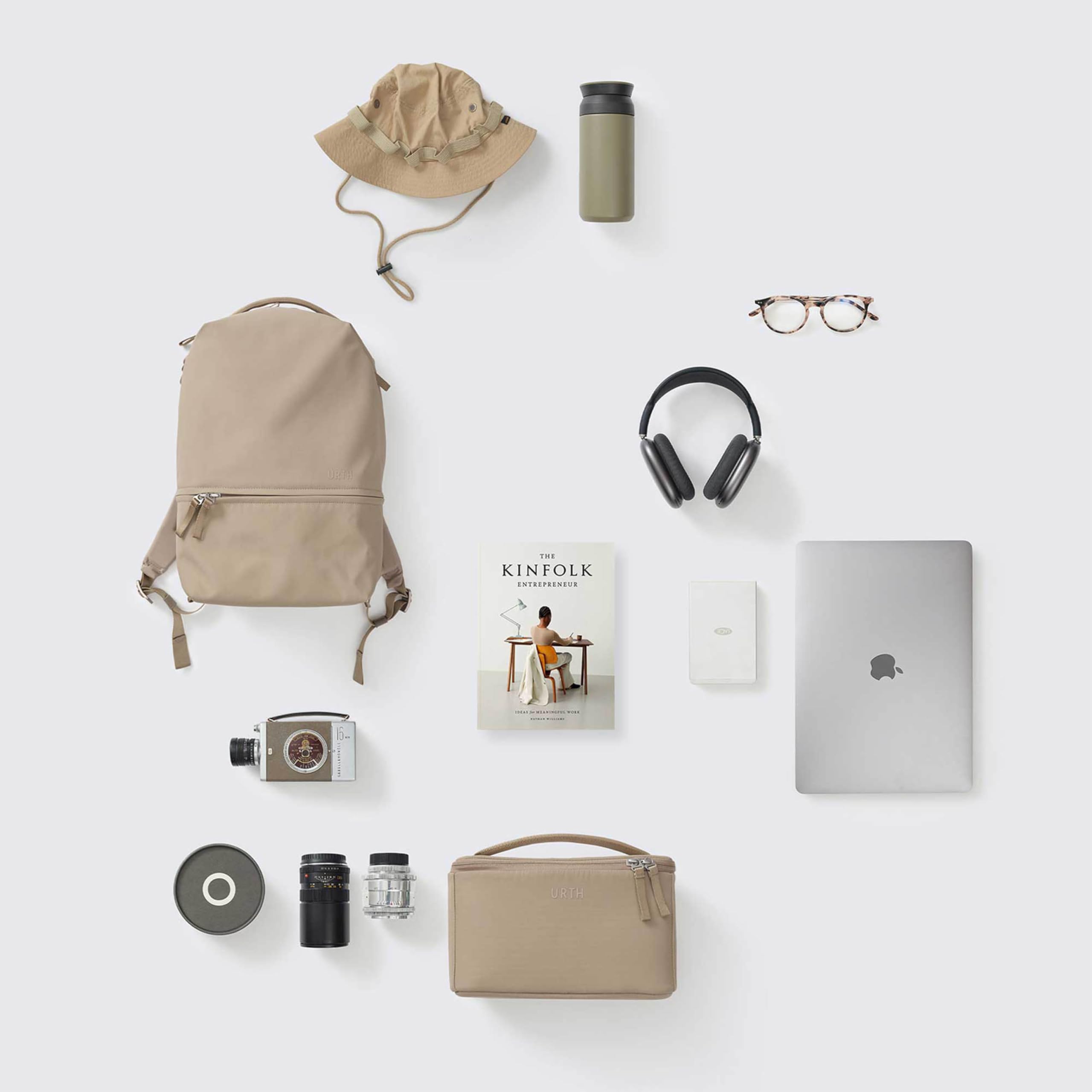 Urth Arkose 20L Weatherproof Recycled Backpack – 15” Laptop Bag for Men & Women, Durable Travel Daypack for Hiking, Commuting & Work (Beige)