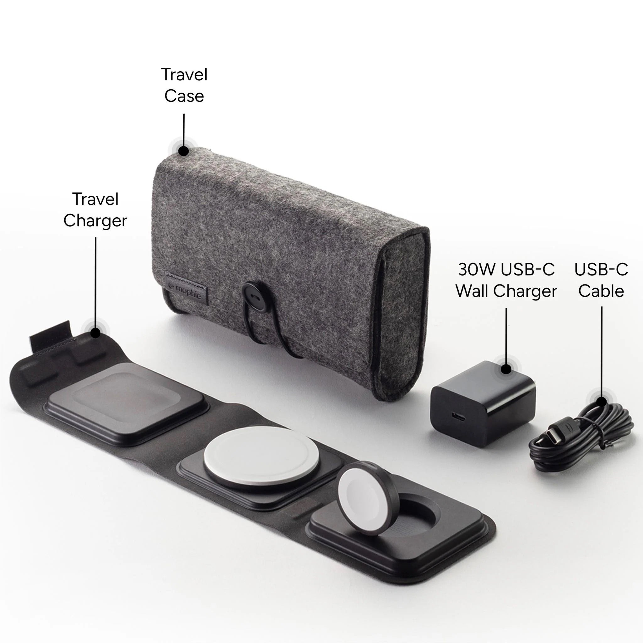 Mophie Snap+ Multi Device Travel Charger with Power Supply & Case - Fast Charging for iPhone, Android, AirPods - Perfect for Travel, Office & Home Use