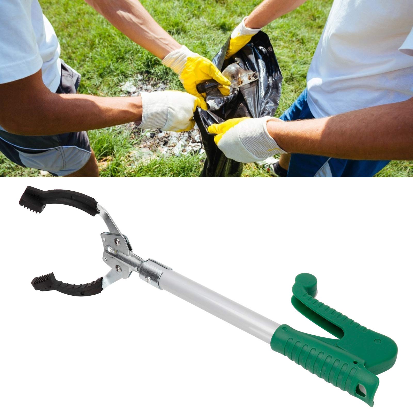 Foldable 16.1 Inch Trash Picker Grabber - Anti-Slip Jaw Reacher Tool for Elderly & Handicapped - Ideal for Outdoor Cleaning, Gardening, and Household Chores
