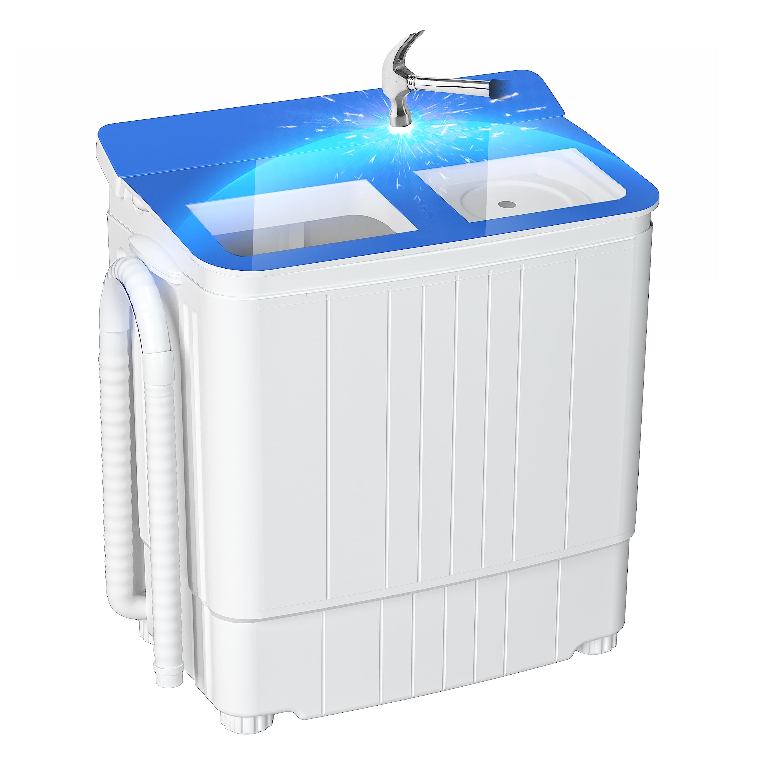 INTERGREAT Portable Washer and Dryer Combo - 17.6 lbs Mini Twin Tub Washing Machine with Spin Dryer | Compact Laundry Solution for Apartments, Dorms, RVs & Camping | Perfect for Small Spaces & Travel (Blue)