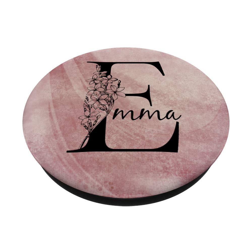 Emma Personalized Name Floral Rose Pink Grunge Design PopSockets - Custom Phone Grip & Stand for iPhone, Samsung, Tablets - Perfect for Work, Travel & Daily Use