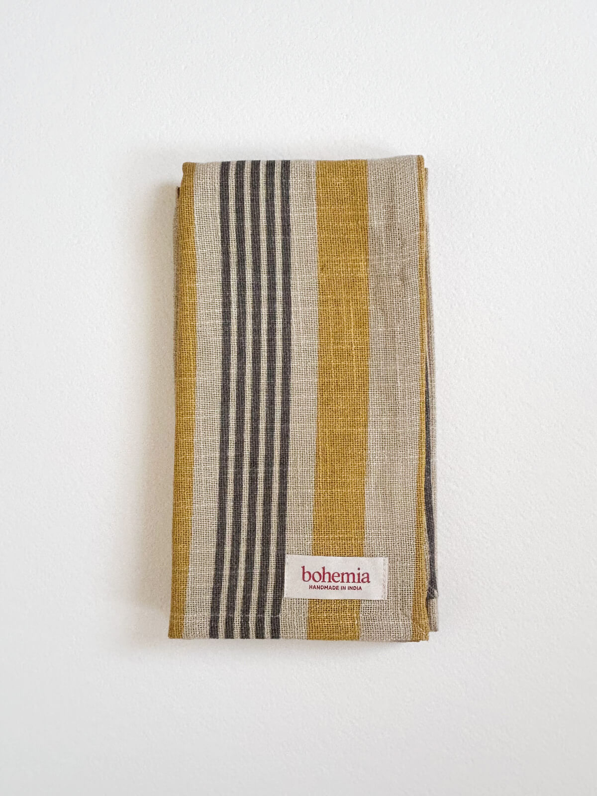 Jaipur Stripe Tea Towel - Premium Cotton Kitchen Towel Set (Yellow) for Drying Dishes, Cleaning & Home Decor