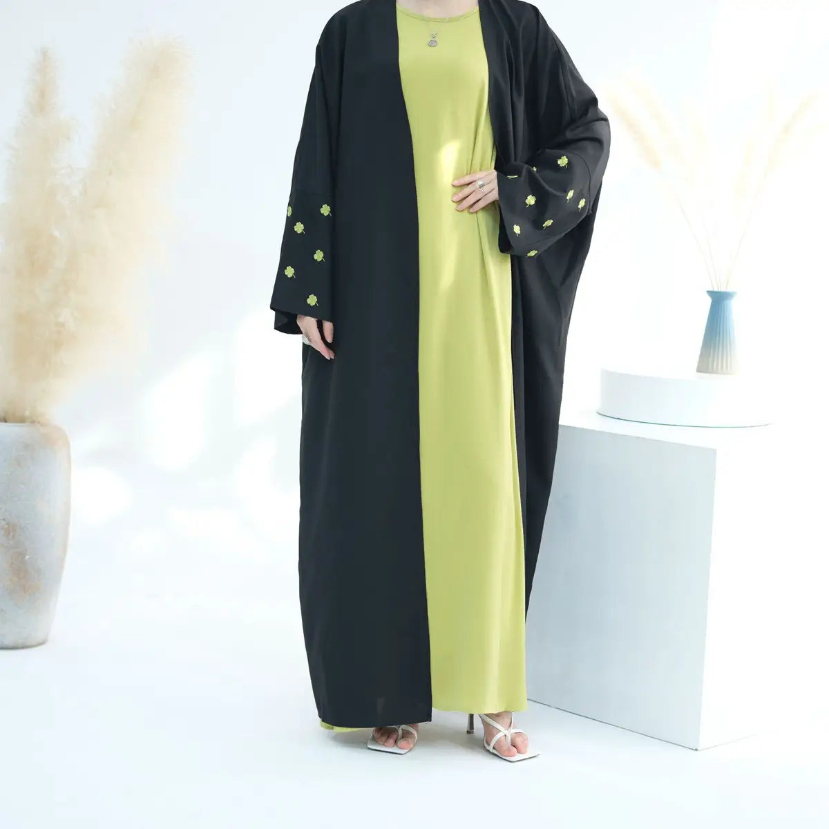 Elegant Embroidered Open Front Cardigan Abaya Dress #24730 - Perfect for Casual Wear, Prayer Dresses & Special Occasions