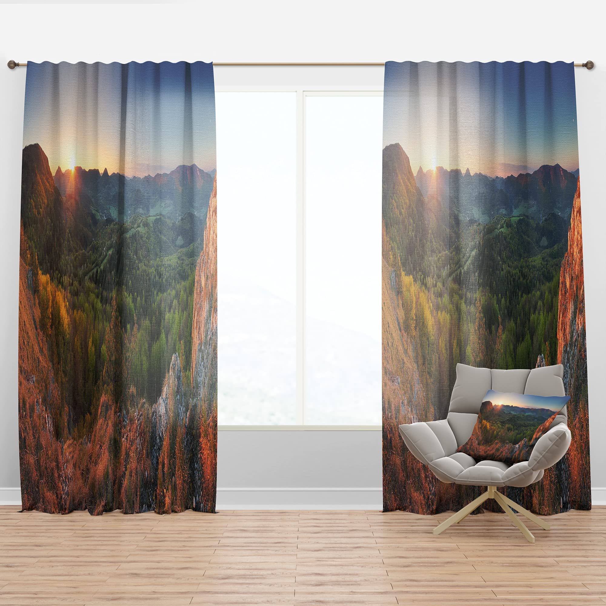 DesignQ Thermal Insulated Curtains - 'Spring Forest Slovakia' Pattern - 52x63 Single Panel for Bedroom & Living Room - Blackout Drapes for Energy Efficiency & Privacy