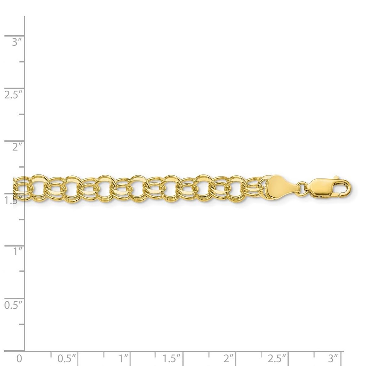 10K Yellow Gold Solid Double Link Charm Bracelet for Women - Lobster Claw Clasp, Polished Finish | Perfect for Everyday Wear, Gifts & Special Occasions