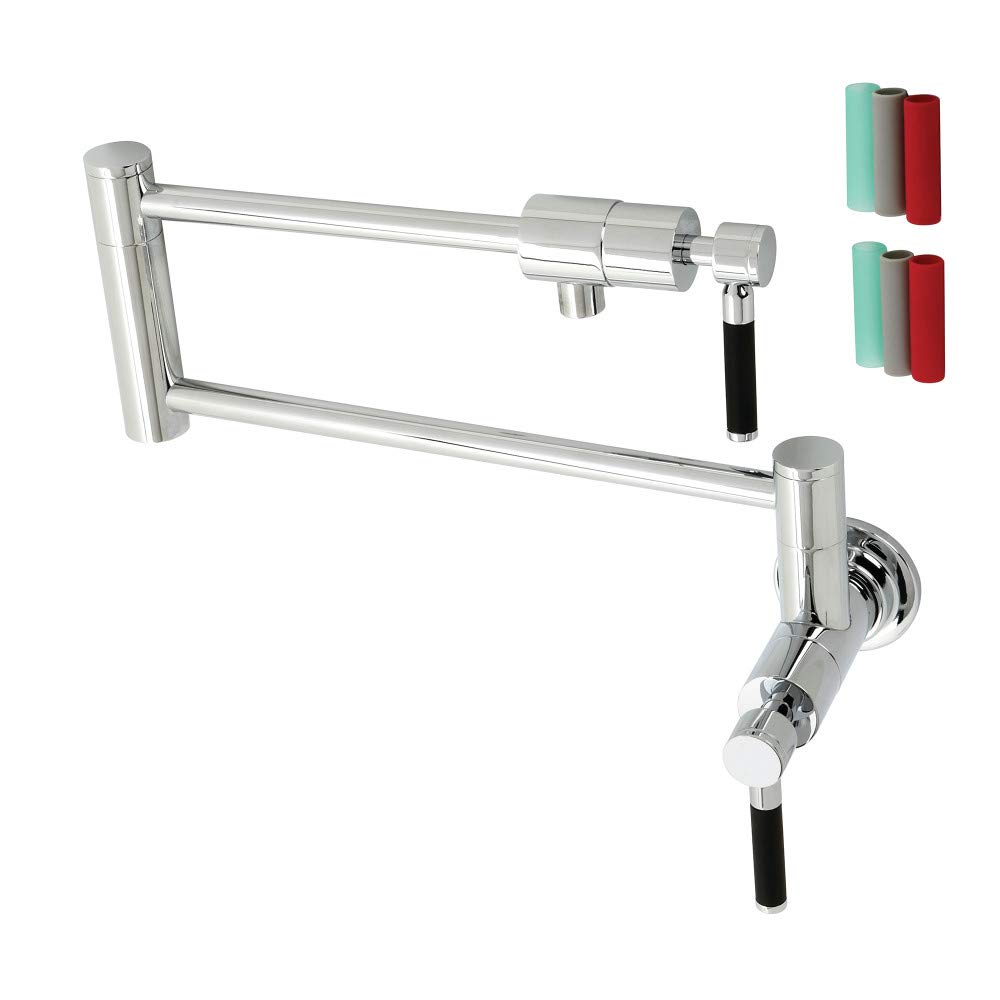 Kingston Brass KS4101DKL Kaiser Wall Mount Pot Filler Faucet - Polished Chrome Finish - Ideal for Kitchen Sink, Stove & Cooking Area