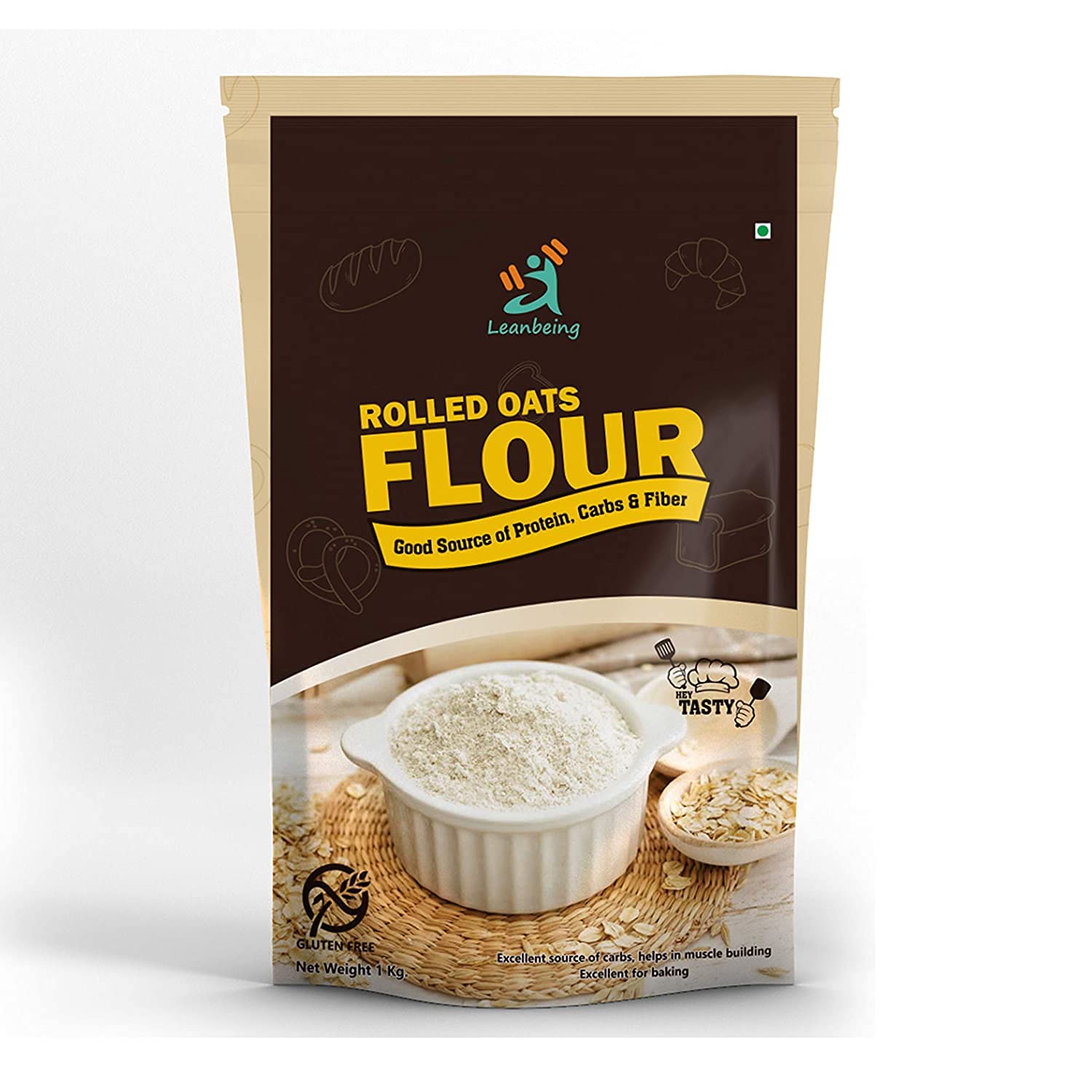 Organic Rolled Oats Flour 1Kg - 100% Natural, Gluten Free, High Fiber Oat Bran Atta for Baking & Healthy Cooking - Perfect for Pancakes, Bread & Smoothies