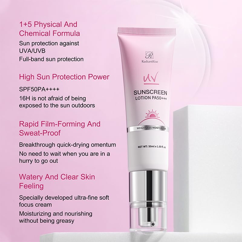 Oil-Free Facial Sunscreen for Women SPF 50 PA+++ | 1.69 fl oz | Lightweight Moisturizer with Hyaluronic Acid | Non-Greasy, Non-White Cast | Perfect Under Makeup | Travel & Summer Essential | Daily UV Protection for Beach, Pool & Outdoor Activities