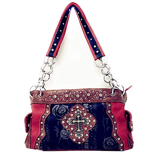 Red Blue Flora Cross