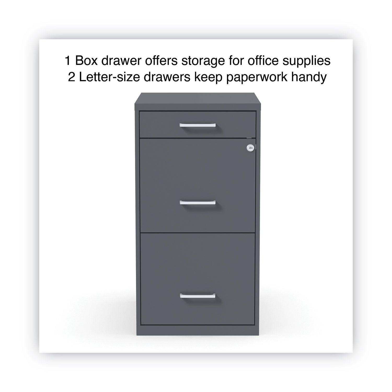 Alera Soho 3-Drawer Vertical File Cabinet - Letter Size, Charcoal Finish, 14