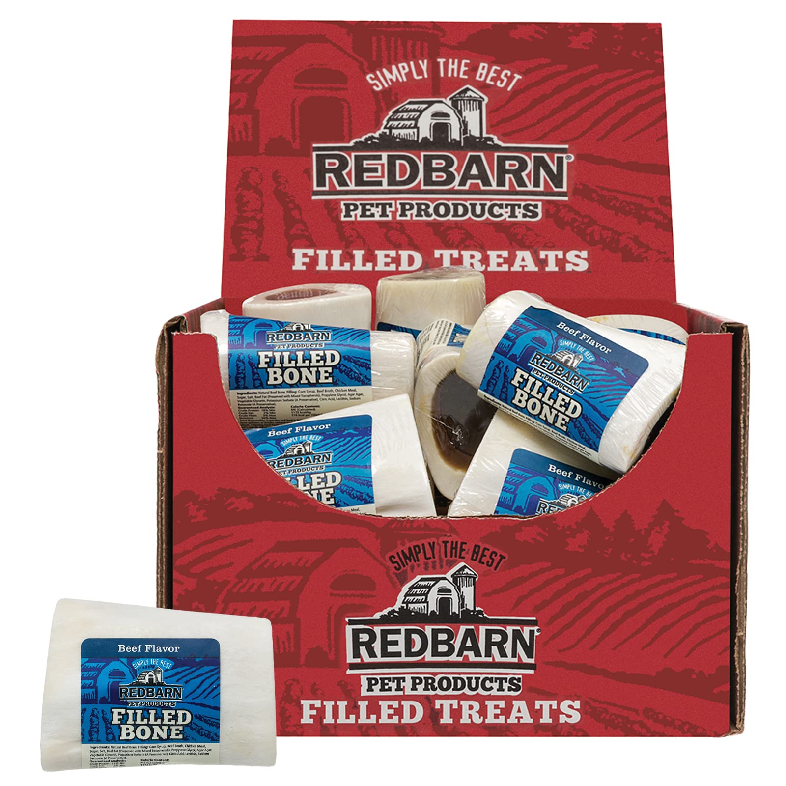 Redbarn Filled Dog Bones - Natural Long-Lasting Dental Chews for Aggressive Chewers, Small 3