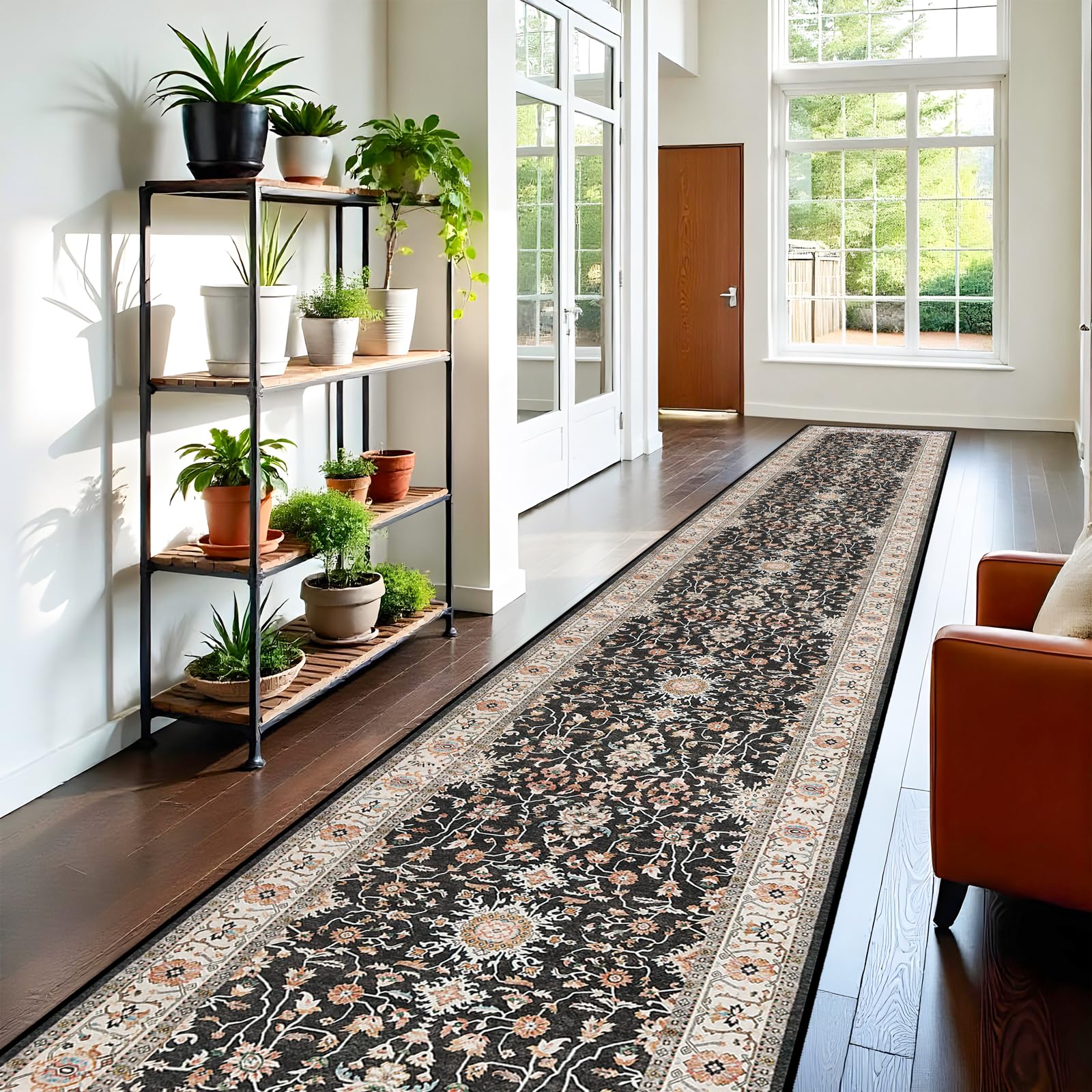 Non-Slip Washable Runner Rug 3x14 Feet - Waterproof Hallway Carpet for Kitchen, Living Room, Bedroom & Bathroom | Durable & Easy to Clean Home Decor (Black, 3x14) - Perfect for High Traffic Areas & Pet-Friendly Homes