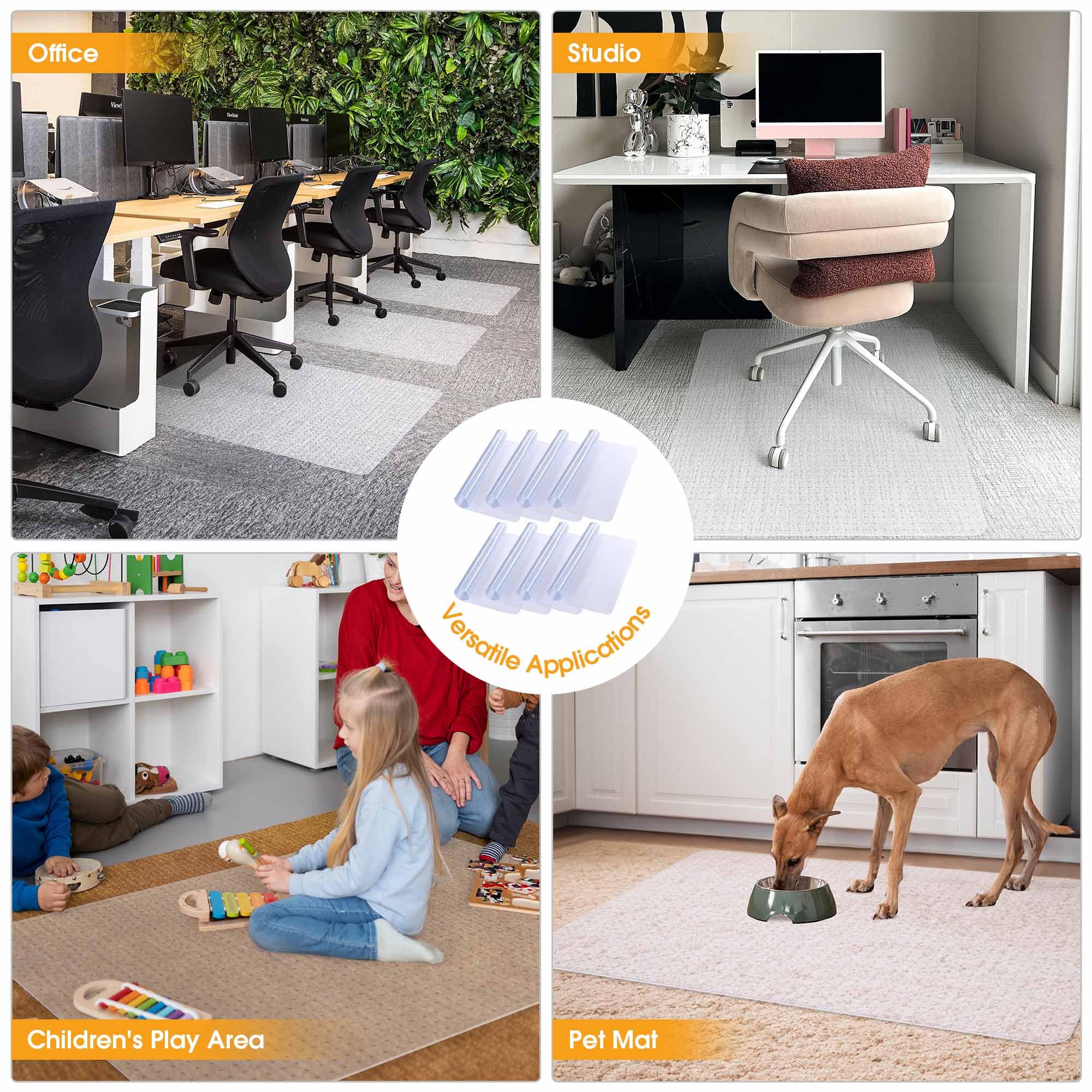 Yescom 8 Pack PVC Floor Mats for Low Pile Carpet - 48