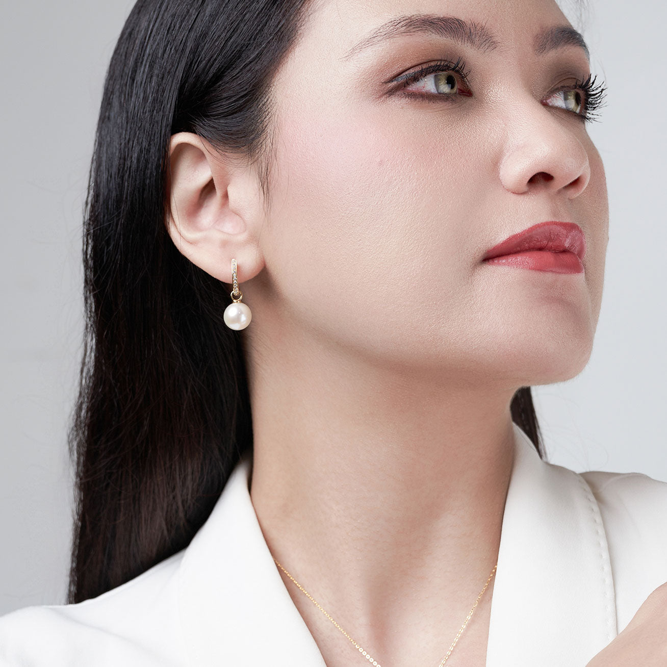 18K Solid Gold Edison Pearl Earrings KE00077 - Elegant & Timeless Pearl Jewelry for Women | Perfect for Weddings, Parties & Special Occasions