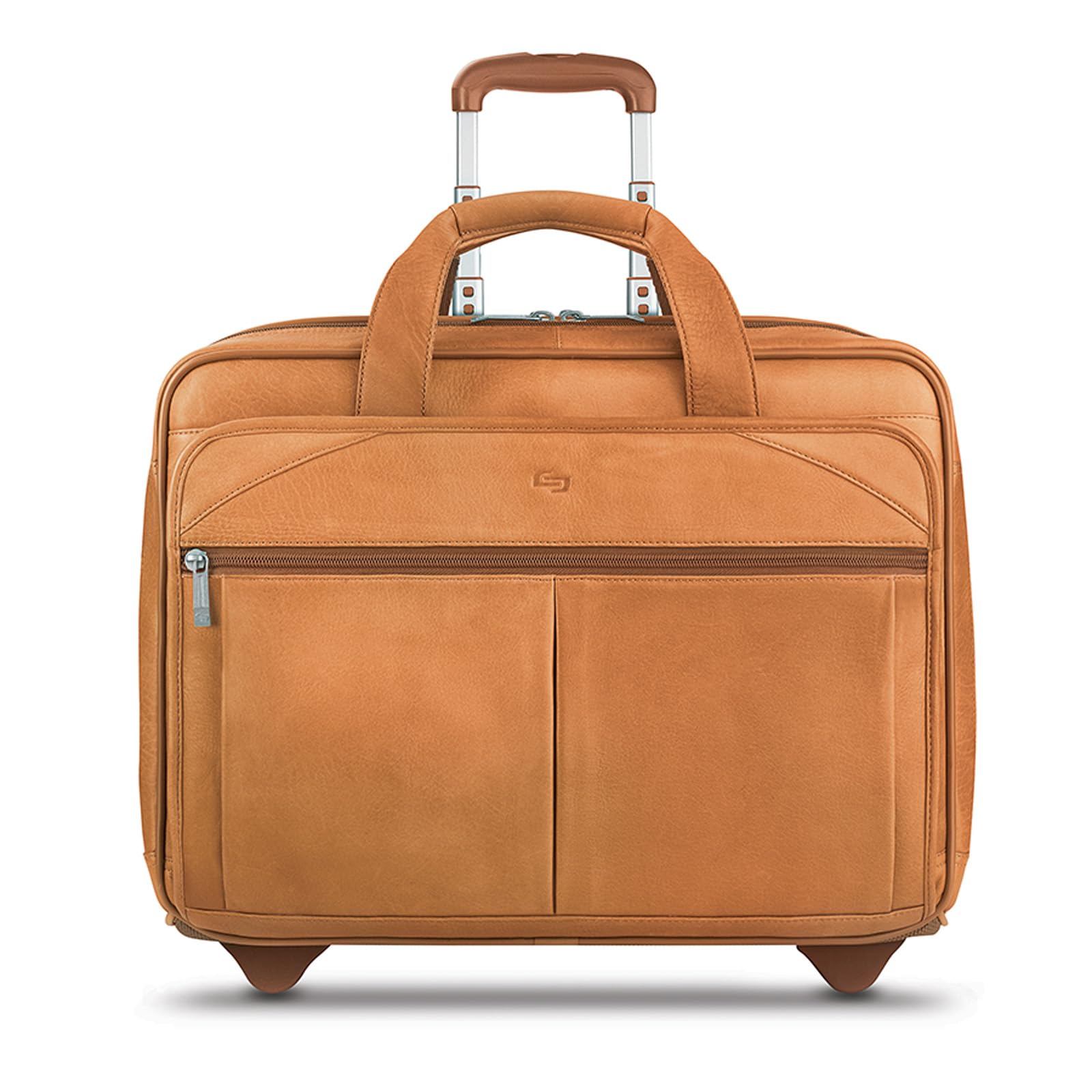 Solo Walker Genuine Leather Rolling Laptop Briefcase - Tan Brown Business Travel Carry-On with Wheels | Perfect for Business Trips, Commuting & Air Travel