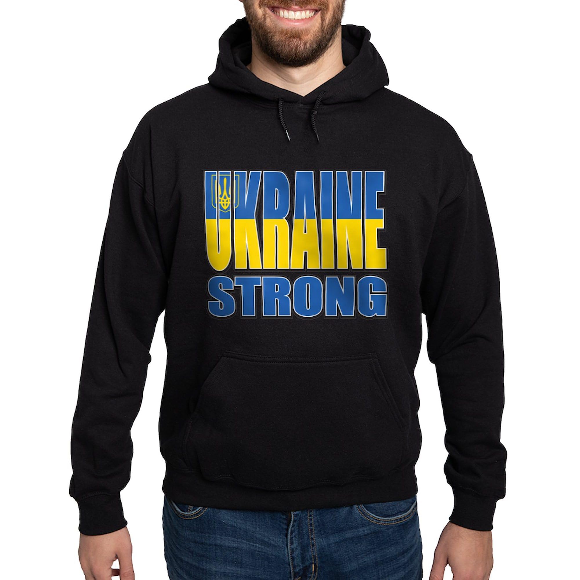 Ukraine Strong Men's Dark Regular Fit Hoodie - Patriotic Pullover Sweatshirt for Support & Solidarity | Casual Wear, Fundraising Events, Outdoor Activities